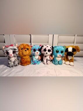 Set of 6 Ty Beanie Boos Cats & Dogs K0017